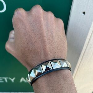 Silver Silver studded faux leather bracelet Gothic vintage punk emo rock grunge